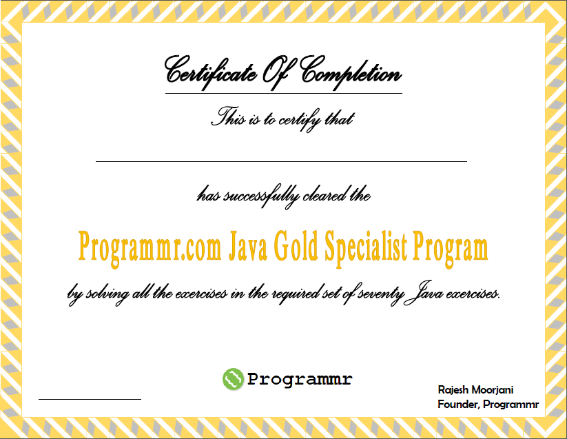 Java Gold Specialist Certificate